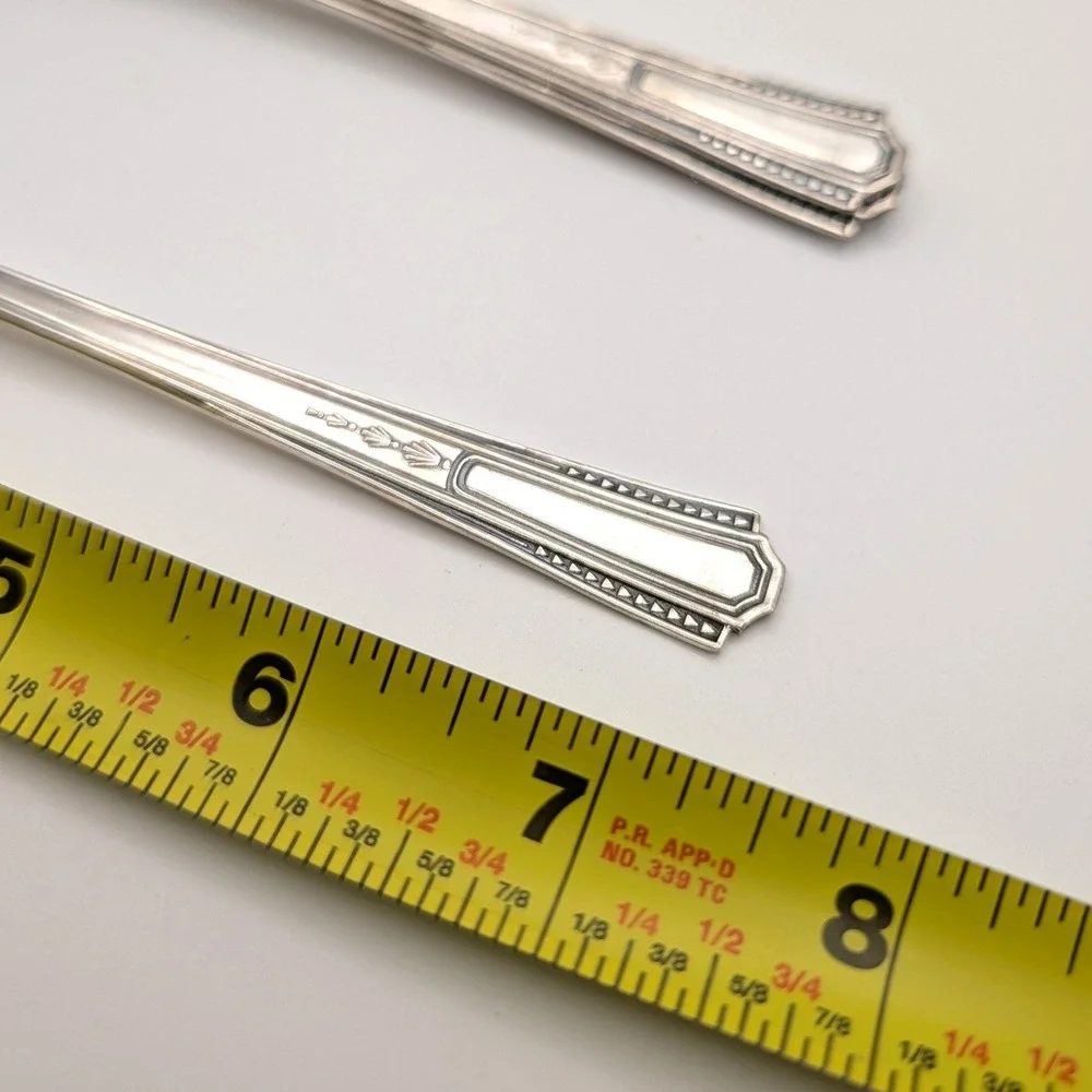 Fairfield Silverplate Iced Tea Spoons Art Deco Pattern Set of 4 7.5
